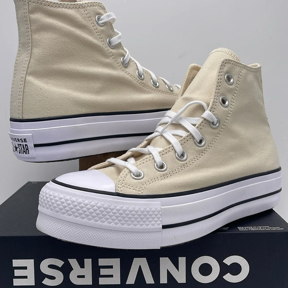 Converse WMNS Cream High-Top Platform Sneakers A08214F CTAS LIFT HI NATURAL IVOR